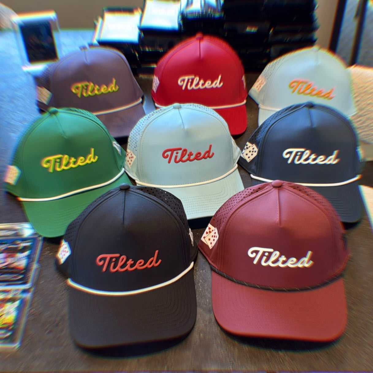 TILTED COLLEGE GOLF HATS
