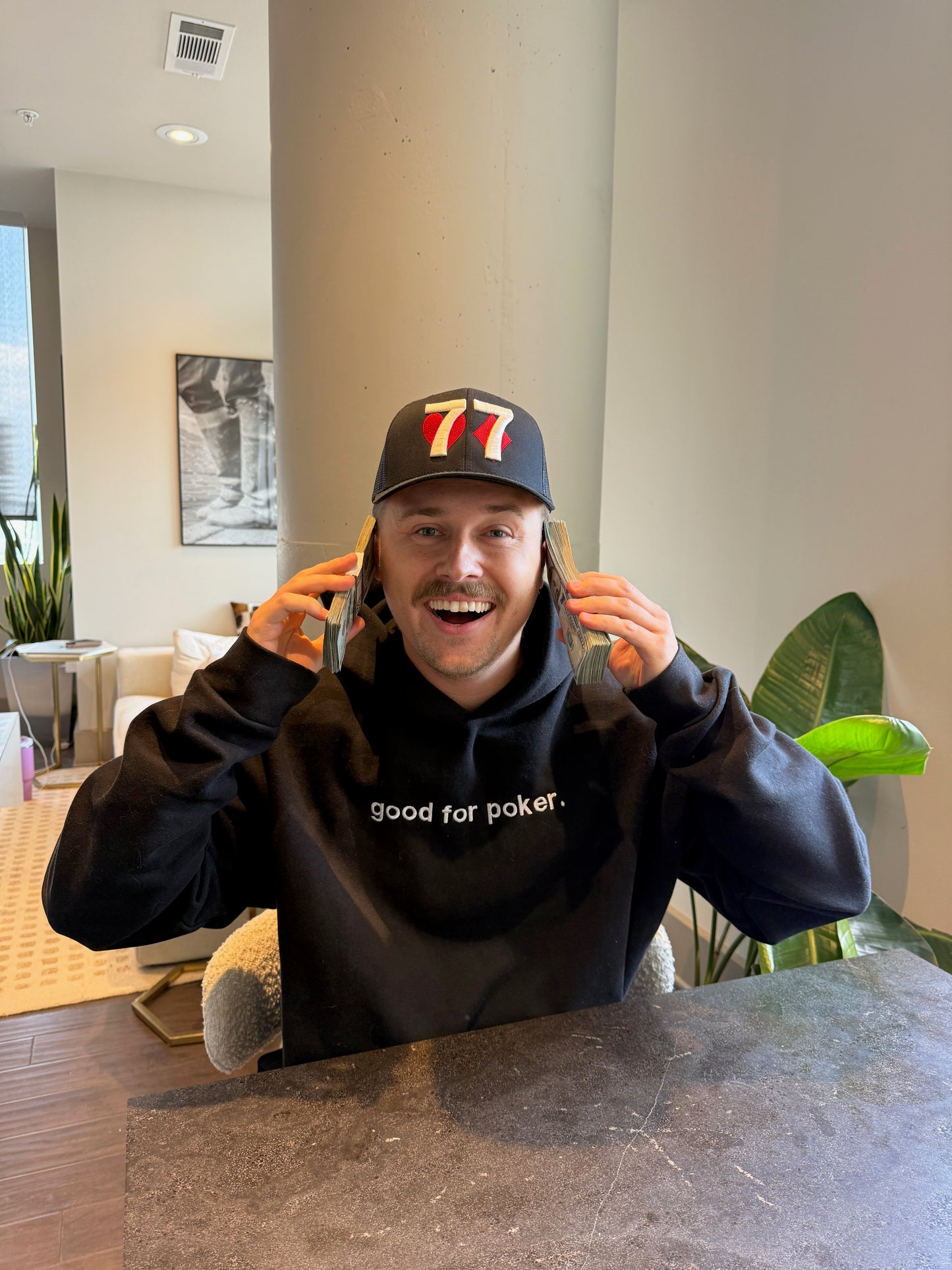 GOOD FOR POKER BLACK HOODIE